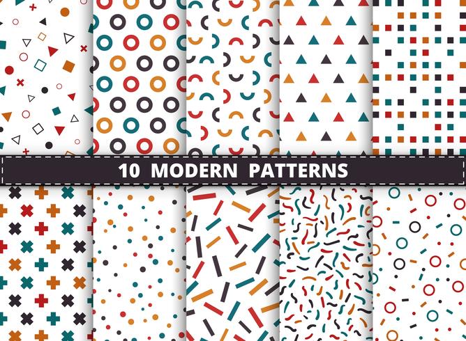 Abstract Colorful Modern Geometric Pattern Set On White Background