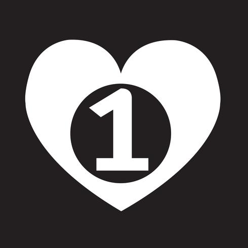 number one heart icon vector