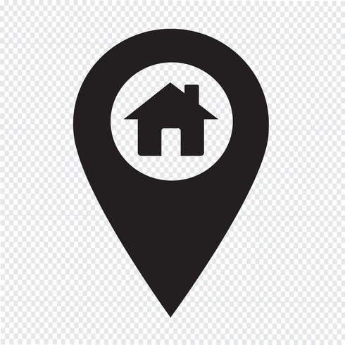 Map pointer house icon vector