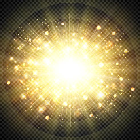 Abstract effect golden sun light for sun burst glittering element. illustration vector eps10 