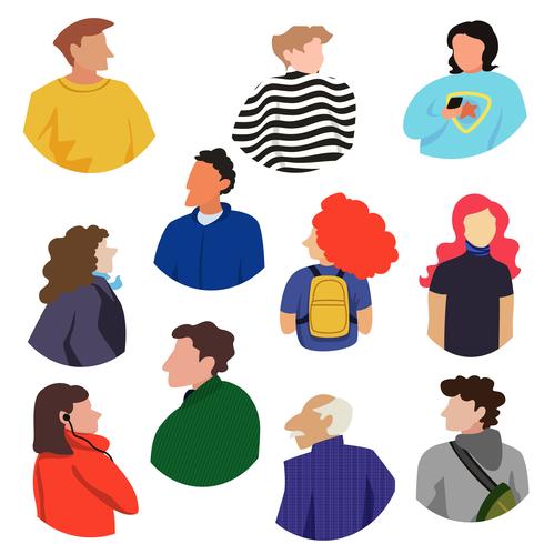 Collection of people upperbodies in a bold modern style vector