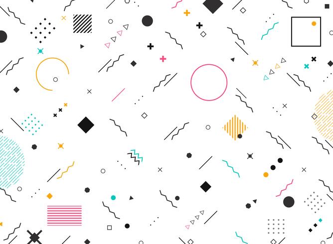 Abstract geometric shapes funky stile of colorful modern pattern background. You can use for modern design of new elements design, cover, ad, poster, print.  vector