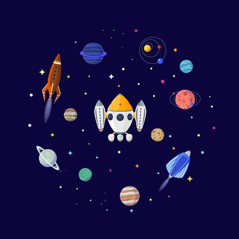 Fondo de espacio de ciencia ficción de dibujos animados. Ilustración vectorial vector