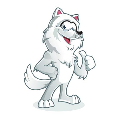 Lobo blanco feliz vector