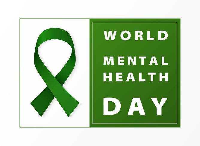 World mental health day green ribbon card background. You can use for world health day on April 7th, ad, poster, campaign artwork. vector