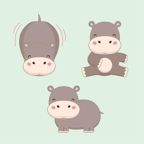 Little hippopotamus  cartoon. vector