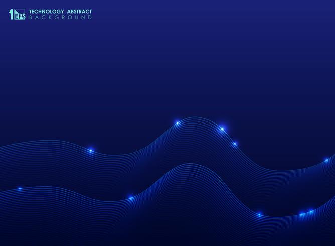 Tecnología abstracta línea ondulada patrón sobre fondo azul. Decoración para líneas de rayas modernas, diseño de elementos, anuncios, carteles, carátulas, regalos. vector