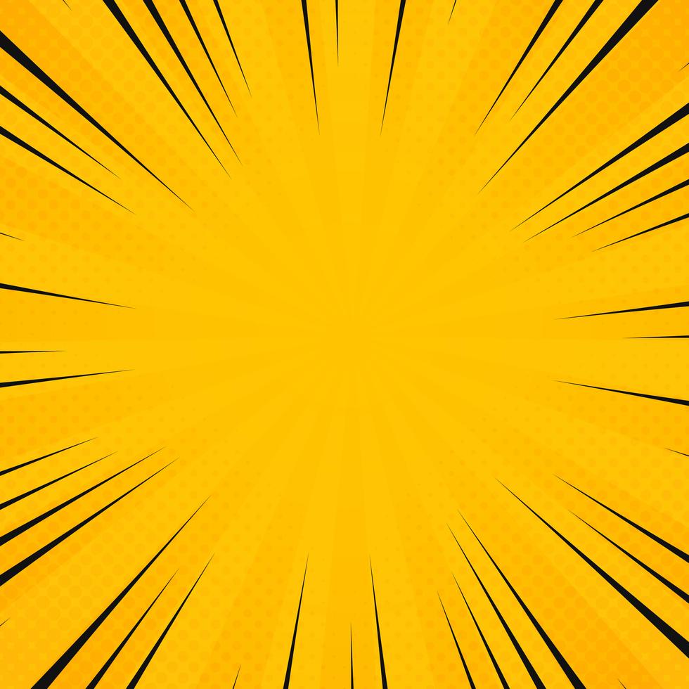 Abstract sun yellow color in radiance rays pattern with comic black