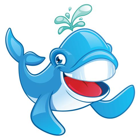 Lindo personaje de dibujos animados de ballena vector