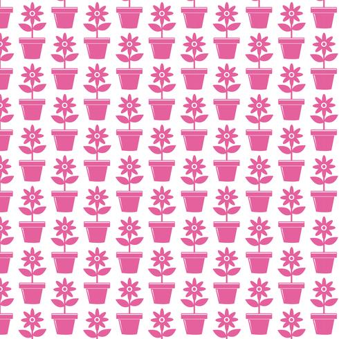 Fondo del patrón Icono de maceta de flores vector