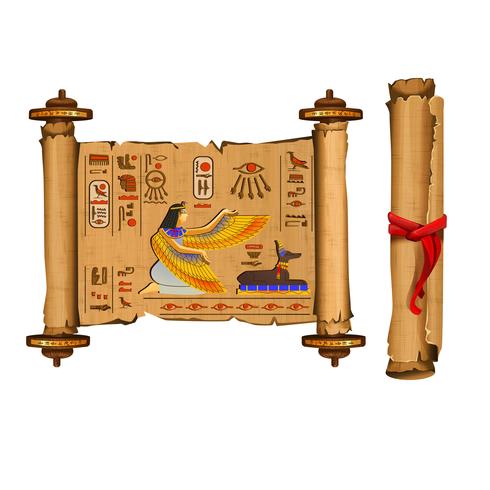 Vector de dibujos animados de Egipto antiguo papiro desplazamiento