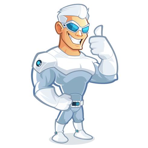 Superhero mascot showing thumb up sign vector