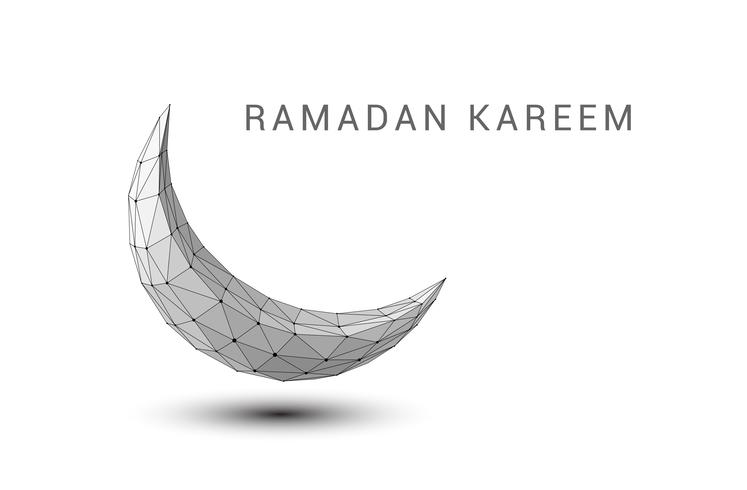 Abstract crescent. Ramadan Kareem background. Low poly style vector