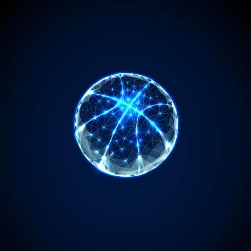 Abstract basketball ball. Low polygonal style design. vector