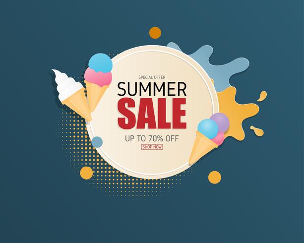 Summer sale banner background in paper cut style. Vector illustration design. poster. flyer. brochure. banner. template. promotion advertising.