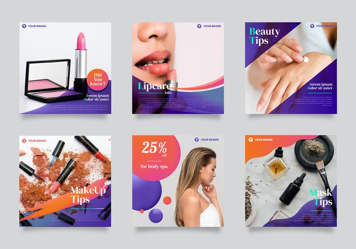 Beauty Instagram Feed Template Vector Pack