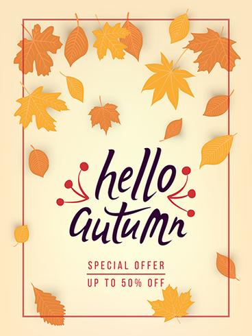 Autumn sale vector banner with leaves