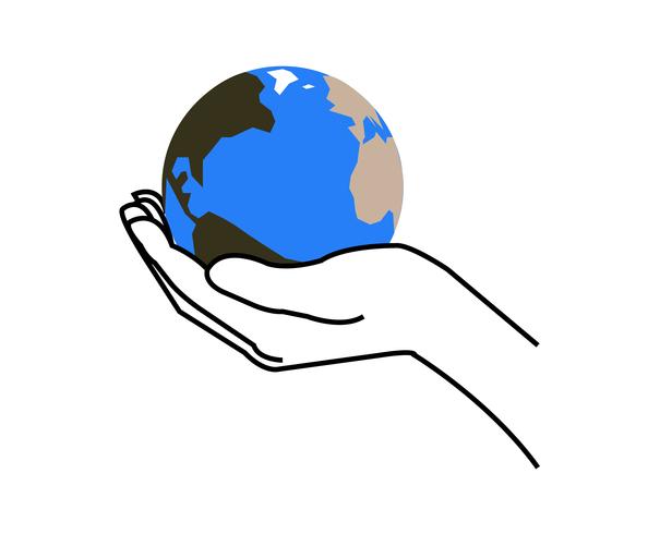 Hand holding a globe vector