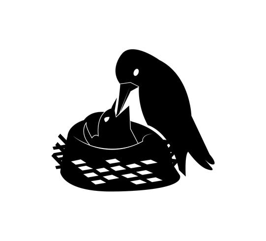 Bird feeding little ones vector