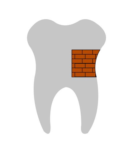 Fixed tooth with bricks vector