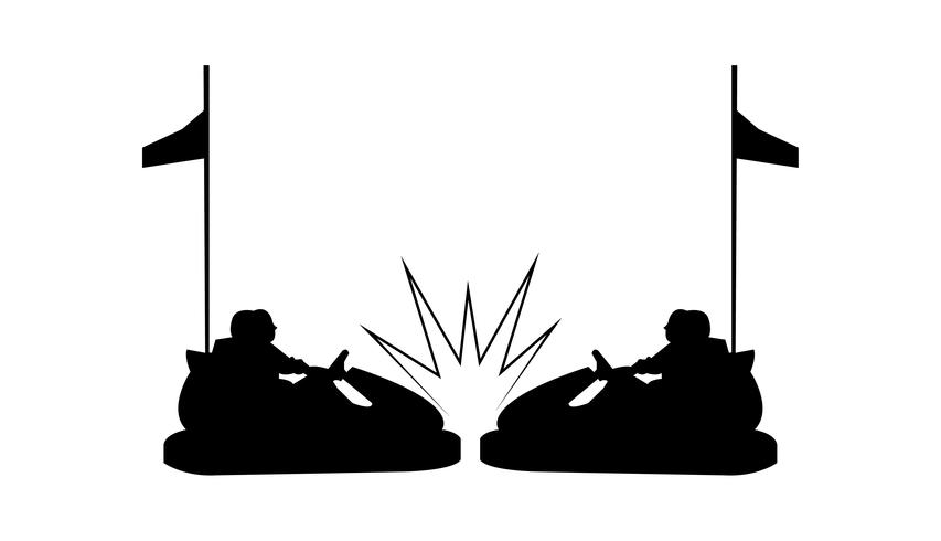 Bumper car crash silhouette