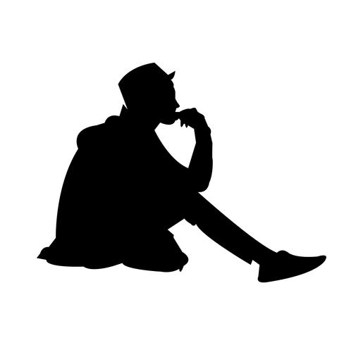 young man sitting thinking vector