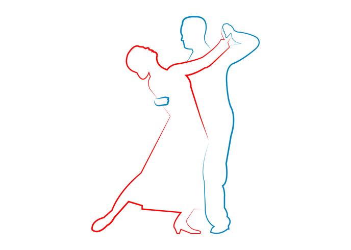 Pareja de baile de contorno de línea de arte vector