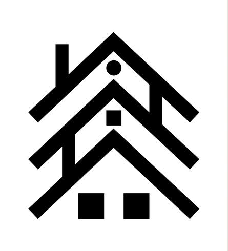 three house roofs icon vector