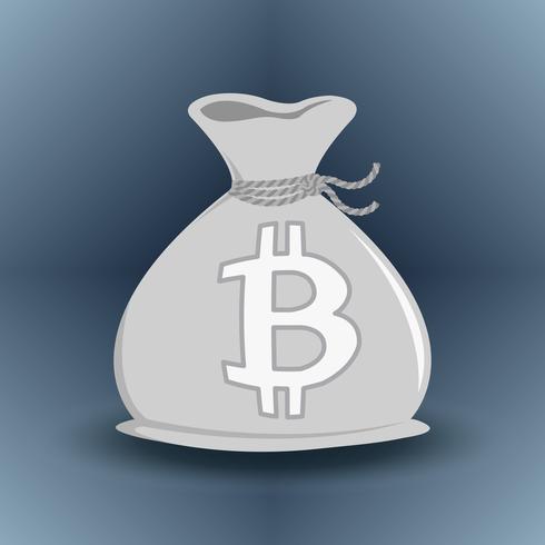Gray Bitcoin Money Bag vector