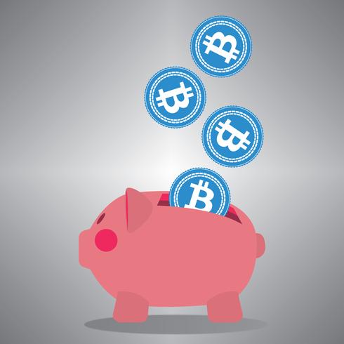 Bitcoin Piggy Bank Dark Toned vector