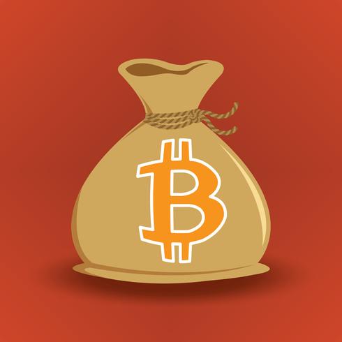 Bolsa de dinero marrón Bitcoin vector