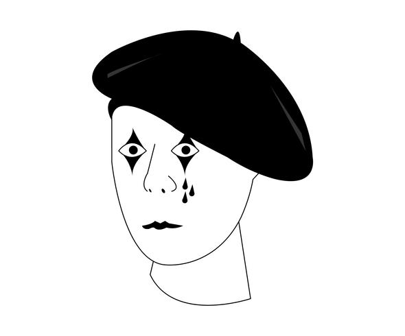 French mime head vector on white background