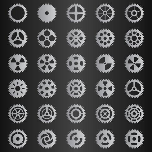 Gear collection light gray set vector