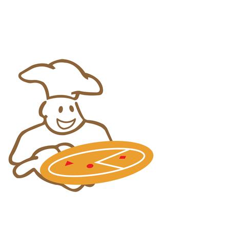 Jefe con pizza vector