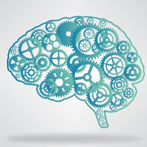 Blue color brain shaped gear wheels vector