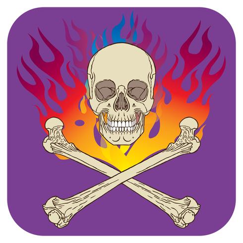 Skull flame icon purple color vector illustration