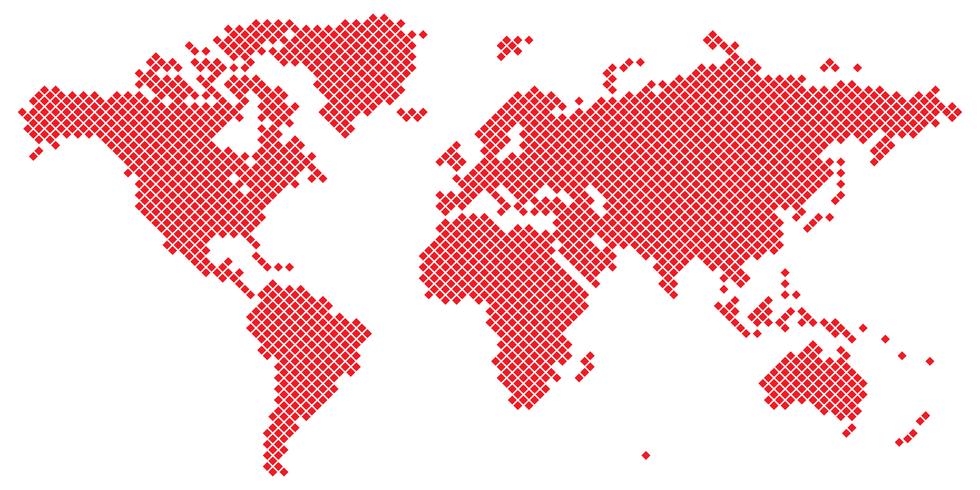 Big Tetragon world map vector red on white