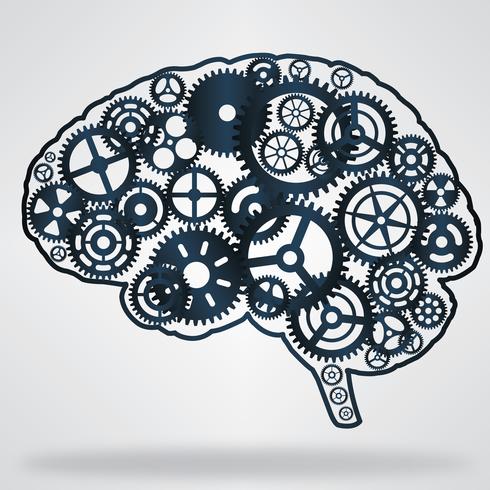 Dark blue color brain shaped gear wheels vector