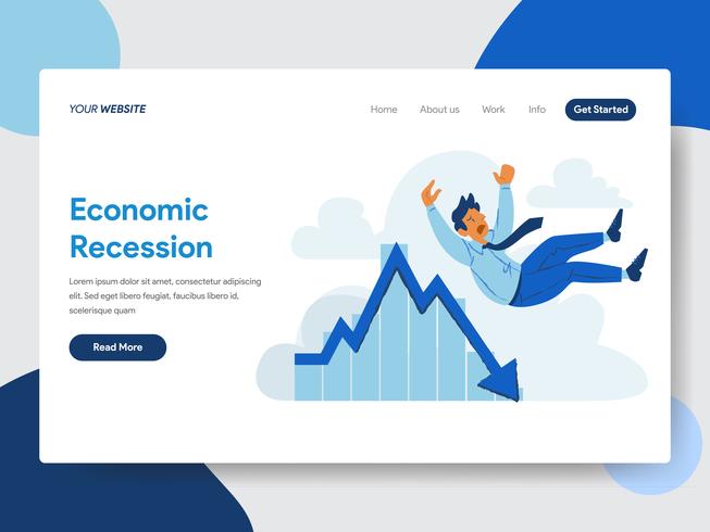 Landing page template of Businessman with Economic Recession Illustration  Concept. Modern flat design concept of web page design for website and mobile website.Vector illustration vector