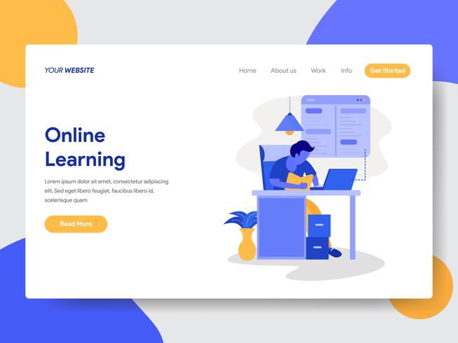 Landing page template of Online Learning Illustration Concept. Modern flat design concept of web page design for website and mobile website.Vector illustration vector