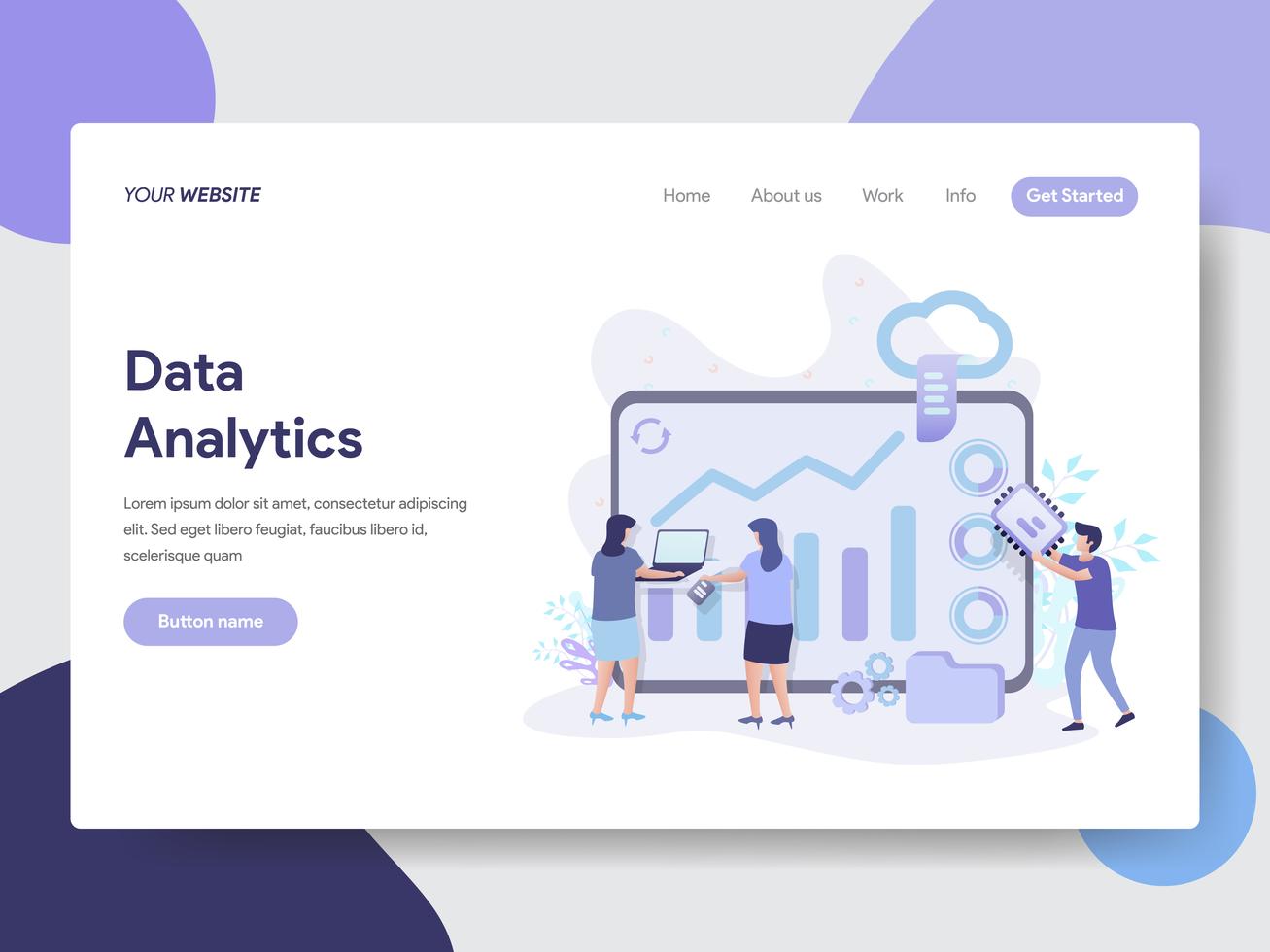 Landing page template of Data Analytics Illustration Concept. Modern ...