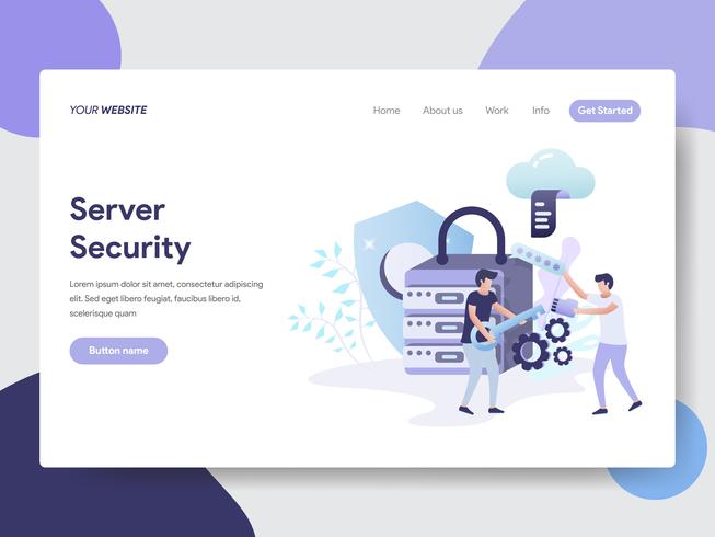 Landing page template of Server Security Illustration Concept. Modern flat design concept of web page design for website and mobile website.Vector illustration vector