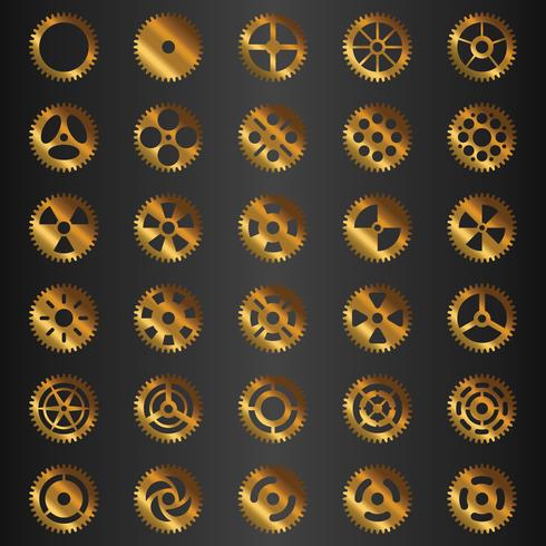 Gear collection golden set vector