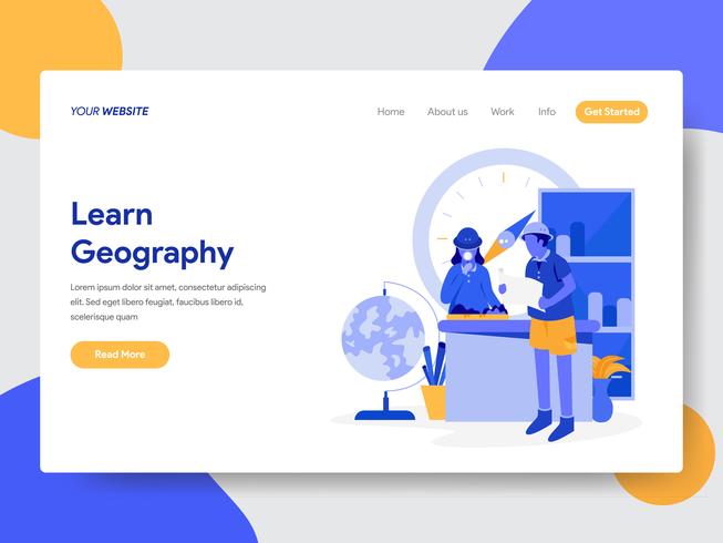 Landing page template of Learn Geography Illustration Concept. Modern flat design concept of web page design for website and mobile website.Vector illustration vector