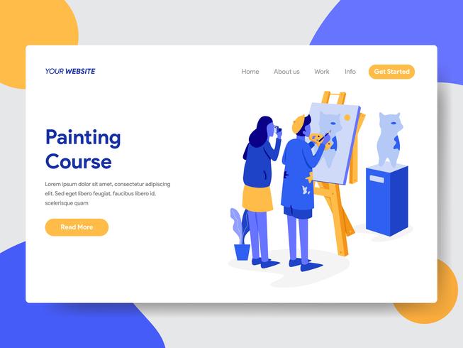 Landing page template of Painting course Illustration  Concept. Modern flat design concept of web page design for website and mobile website.Vector illustration vector