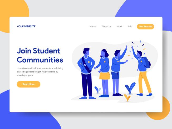 Landing page template of Student Community Illustration  Concept. Modern flat design concept of web page design for website and mobile website.Vector illustration vector