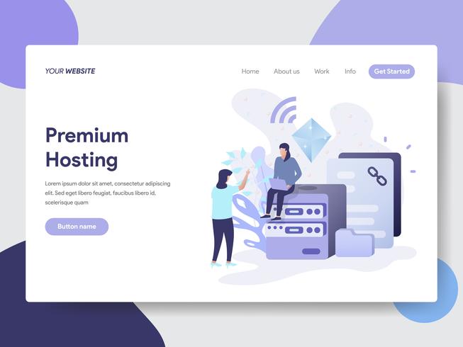 Landing page template of Premium Hosting Illustration Concept. Modern flat design concept of web page design for website and mobile website.Vector illustration vector