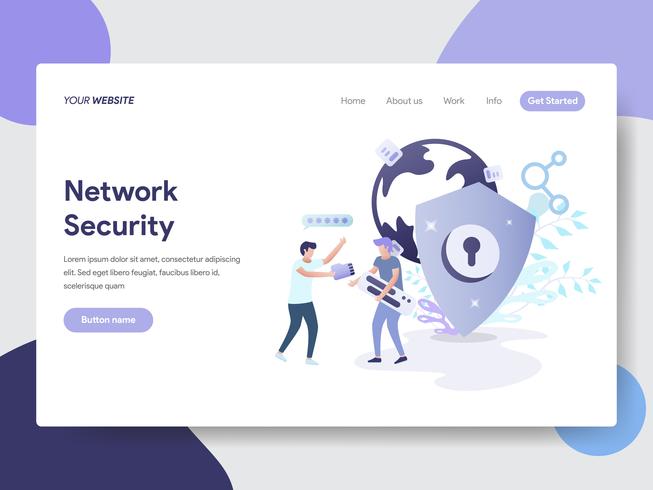 Landing page template of Network Security Illustration Concept. Modern flat design concept of web page design for website and mobile website.Vector illustration vector