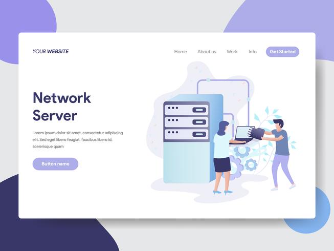 Landing page template of Network Server Illustration Concept. Modern flat design concept of web page design for website and mobile website.Vector illustration vector