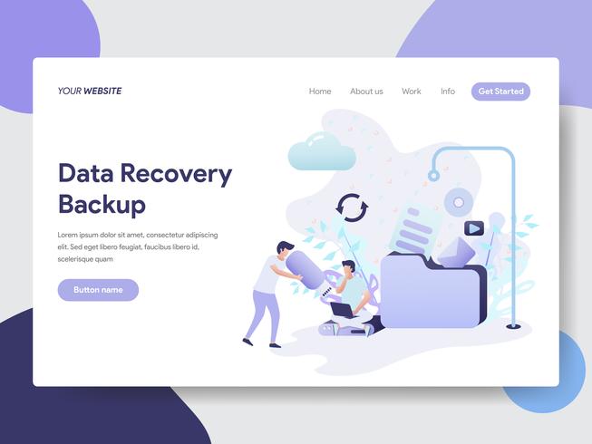 Landing page template of Data Recovery Backup Illustration Concept. Modern flat design concept of web page design for website and mobile website.Vector illustration vector